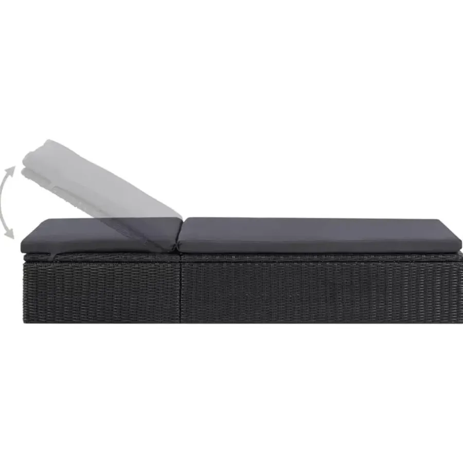 Ligbedden-vidaXL - Zonnebed - Zwart - Poly rattan