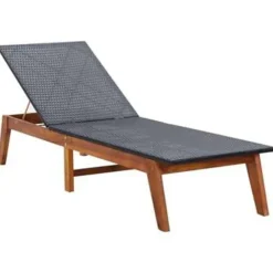 Ligbedden-vidaXL - Zonnebed - Zwart - Poly rattan