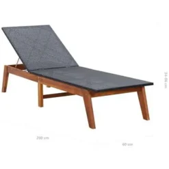 Ligbedden-vidaXL - Zonnebed - Zwart - Poly rattan