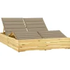 Ligbedden-vidaXL - Zonnestoel - Beige - Grenenhout