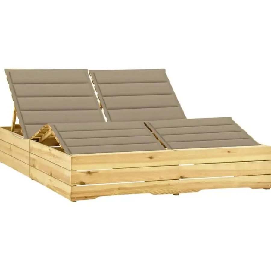 Ligbedden-vidaXL - Zonnestoel - Beige - Grenenhout