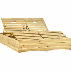 Ligbedden-vidaXL - Zonnestoel - Beige - Grenenhout