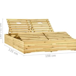 Ligbedden-vidaXL - Zonnestoel - Beige - Grenenhout