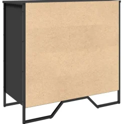 Schoenenkasten-vidaXL - Zwart Schoenenkast met 4 vakken - Bewerkt hout en metaal - 80x38x78 cm
