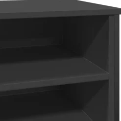 Schoenenkasten-vidaXL - Zwart Schoenenkast met 4 vakken - Bewerkt hout en metaal - 80x38x78 cm
