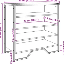 Schoenenkasten-vidaXL - Zwart Schoenenkast met 4 vakken - Bewerkt hout en metaal - 80x38x78 cm