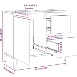 vidaXL - Zwart Wastafelonderkast - 1 deur 2 lades - Hout en metaal - 65x33x60 cm