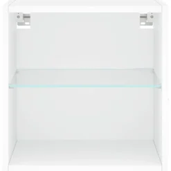 Tv Meubels-vidaXL - Zwevend LED TV-meubel glas legplank - Wit - 40x28.5x40 cm
