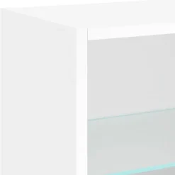 Tv Meubels-vidaXL - Zwevend LED TV-meubel glas legplank - Wit - 40x28.5x40 cm