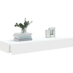 Tv Meubels-vidaXL - Zwevend LED TV-meubel met lade - Wit - Hout - 60x35x15.5 cm - 2 stuks