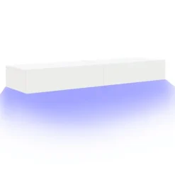 Tv Meubels-vidaXL - Zwevend LED TV-meubel met lade - Wit - Hout - 60x35x15.5 cm - 2 stuks