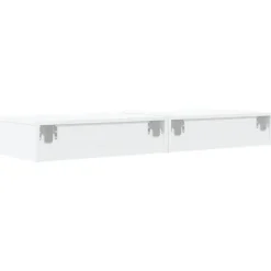 Tv Meubels-vidaXL - Zwevend LED TV-meubel met lade - Wit - Hout - 60x35x15.5 cm - 2 stuks
