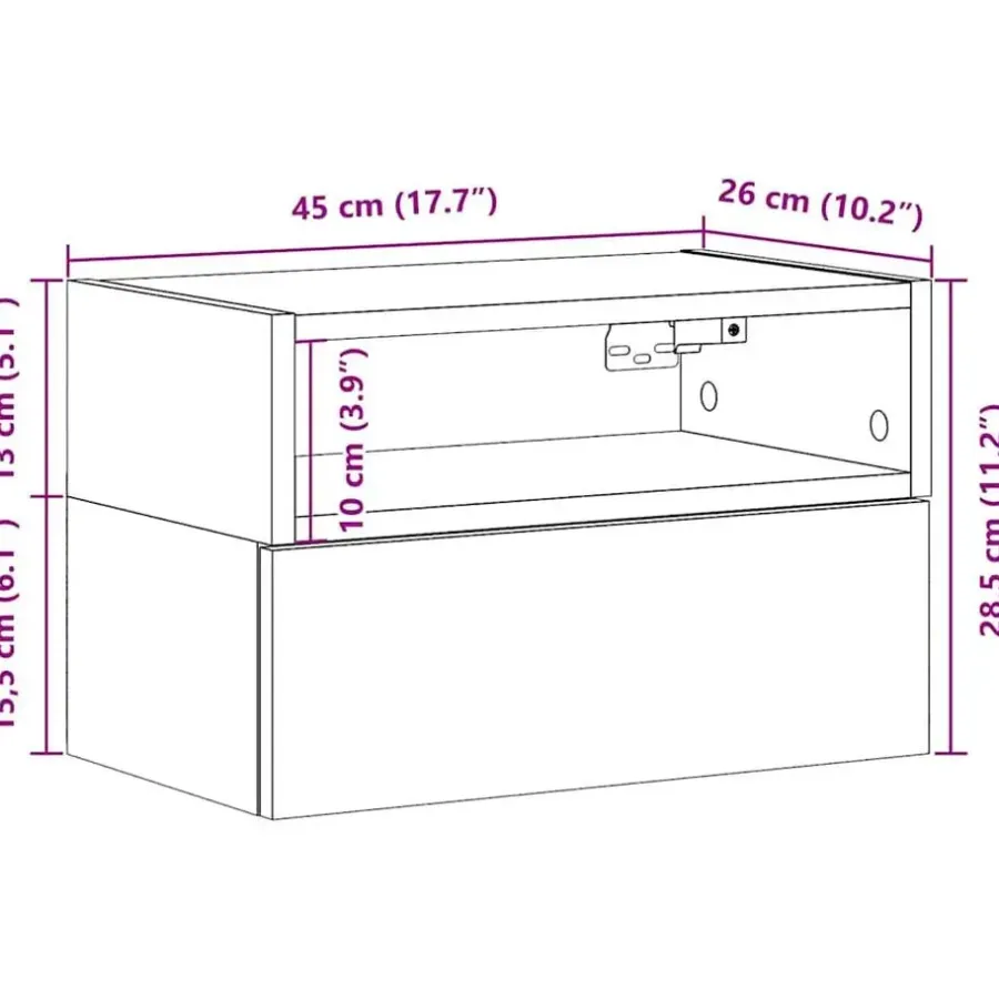 vidaXL - Zwevend Nachtkastjes met lade - Zwart - 45x26x28.5 cm - Set van 2
