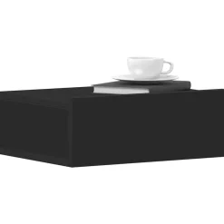 Nachtkastjes|Nachtkastjes-vidaXL - Zwevend Nachtkastje - Zwart - Bewerkt hout - 2 stuks