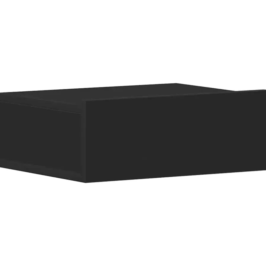 Nachtkastjes|Nachtkastjes-vidaXL - Zwevend Nachtkastje - Zwart - Bewerkt hout - 2 stuks