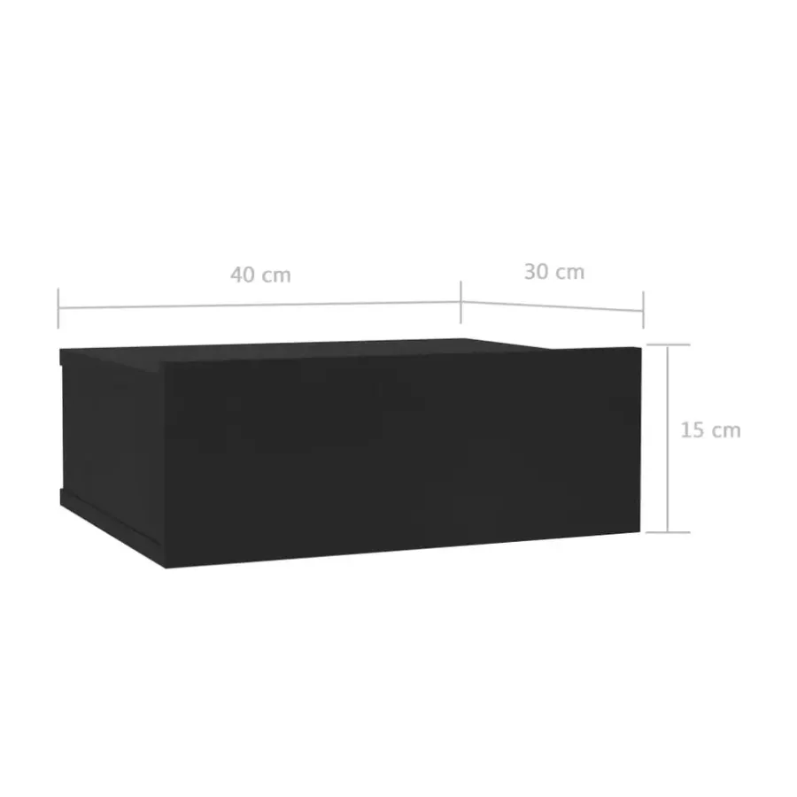 Nachtkastjes|Nachtkastjes-vidaXL - Zwevend Nachtkastje - Zwart - Bewerkt hout - 2 stuks