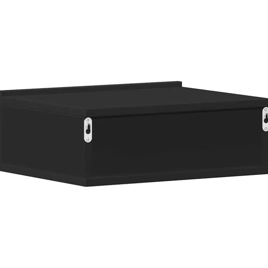 Nachtkastjes|Nachtkastjes-vidaXL - Zwevend Nachtkastje - Zwart - Bewerkt hout - 2 stuks