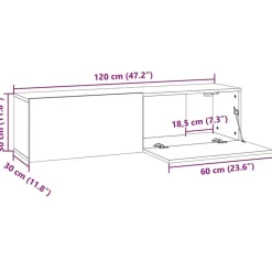 vidaXL - Zwevend TV-meubel met 2 deuren - Zwart eiken - 120x30x30.5 cm