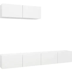 vidaXL - Zwevend TV-meubel met 1 deur - Wit - Hout - 100x30x30 cm - 3 stuks