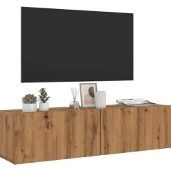 Tv Meubels-vidaXL - Zwevend TV-meubel met 2 deuren - Artisan eiken - Hout - 120x30x30 cm