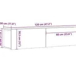 Tv Meubels-vidaXL - Zwevend TV-meubel met 2 deuren - Artisan eiken - Hout - 120x30x30 cm