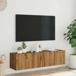 Tv Meubels-vidaXL - Zwevend TV-meubel met 2 deuren - Artisan eiken - Hout - 120x30x30 cm