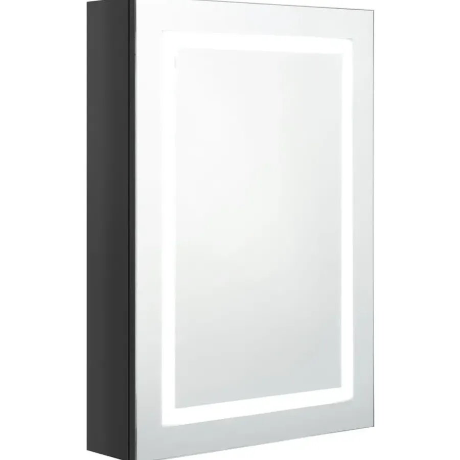 vidaXL Badkamerkast met spiegel LED 50x13x70 cm glanzend zwart