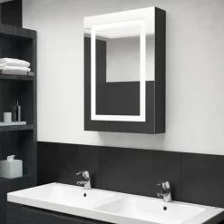 vidaXL Badkamerkast met spiegel LED 50x13x70 cm glanzend zwart