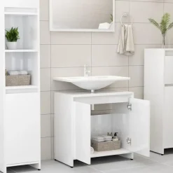 Wastafelkasten-vidaXL Badkamerkast 60x33x61 cm spaanplaat hoogglans wit