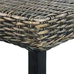 Bankjes-vidaXL Bankje 110 cm natuurlijk kubu rattan en massief mangohout zwart