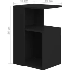 Bijzettafels-vidaXL Bijzettafel - Modern - Zwart - Bewerkt hout - 36x30x56 cm