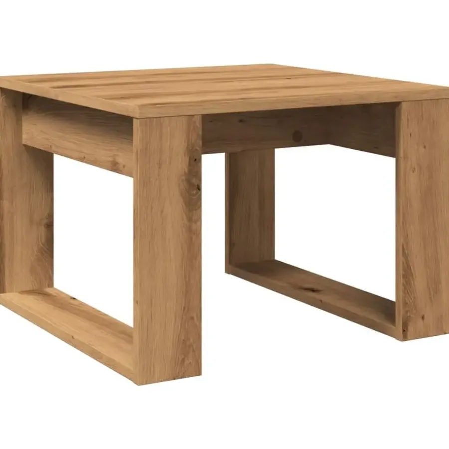 Bijzettafels-vidaXL Bijzettafel - Salontafel - U-porten - Artisanaal eiken - 50x50x35 cm
