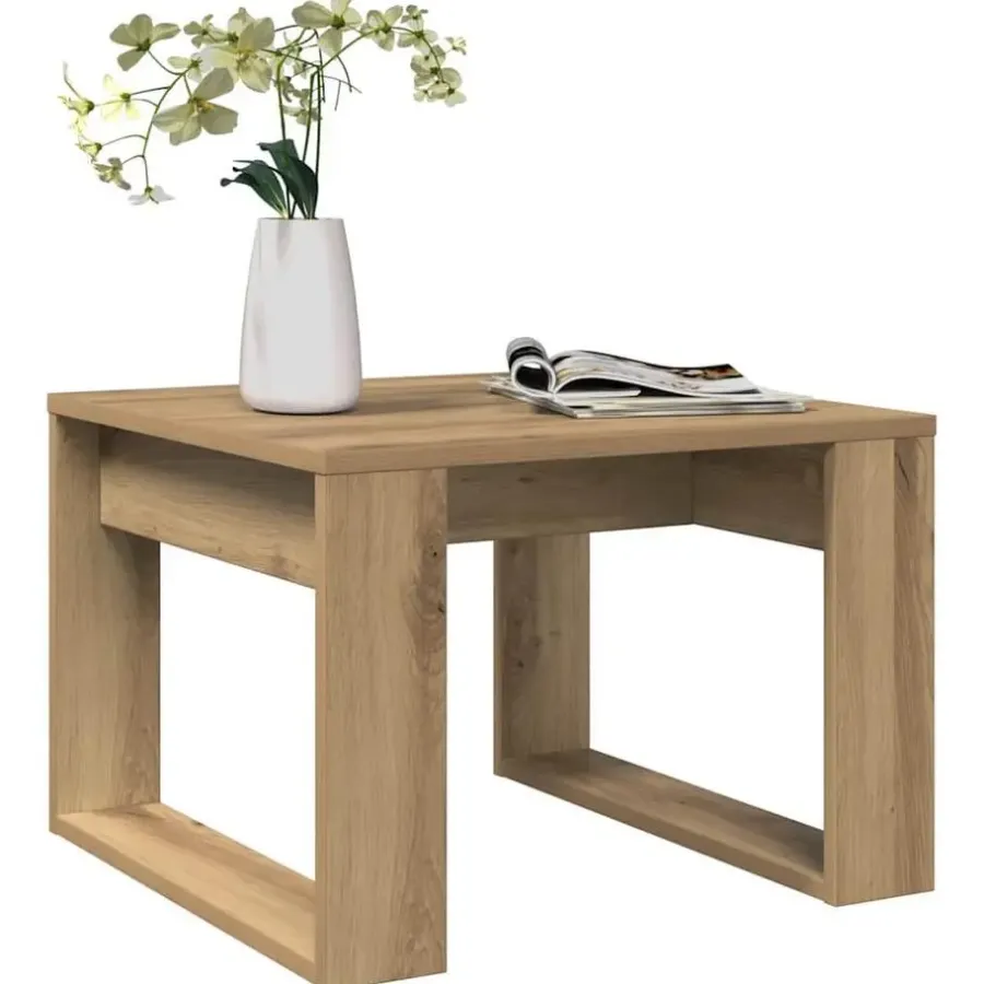 Bijzettafels-vidaXL Bijzettafel - Salontafel - U-porten - Artisanaal eiken - 50x50x35 cm
