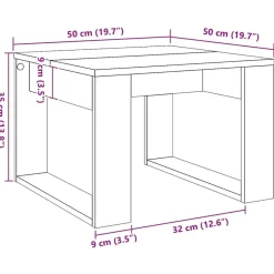 Bijzettafels-vidaXL Bijzettafel - Salontafel - U-porten - Artisanaal eiken - 50x50x35 cm