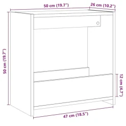 vidaXL Bijzettafel met opbergruimte - Oud hout - Bewerkt hout - 50x26x50 cm
