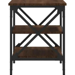 Bijzettafels-vidaXL Bijzettafels - Industrieel - Bruin eiken - Hout - 40x42x50 cm - Set van 2