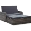 Loungebanken-vidaXL 2-delige Loungeset met kussens poly rattan grijs
