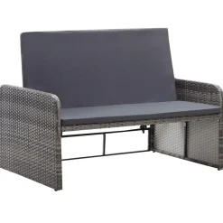 Loungebanken-vidaXL 2-delige Loungeset met kussens poly rattan grijs