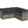 Loungesets-vidaXL 5-delige Loungeset met kussens voor 5 personen - Grijs - Poly Rattan