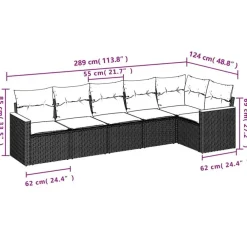 Loungebanken-vidaXL 6-delige Loungeset voor 6 met kussens - Gris - Poly rattan