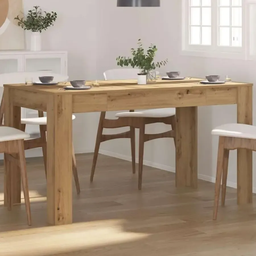 vidaXL Eettafel - Artisanaal eiken - Bewerkt hout - 140x74.5x76 cm