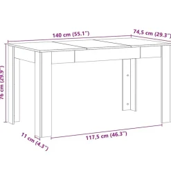 vidaXL Eettafel - Artisanaal eiken - Bewerkt hout - 140x74.5x76 cm