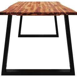 vidaXL Eettafel - Rechthoekige tafel - Massief acaciahout en staal - 200x90 cm
