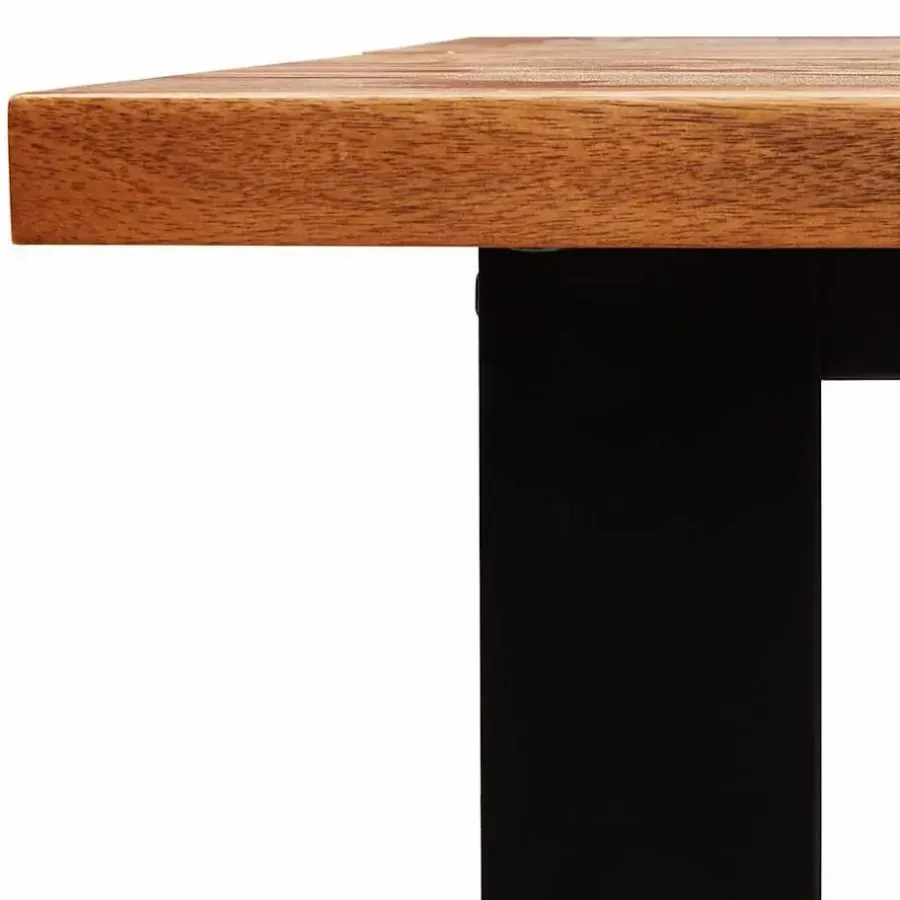 vidaXL Eettafel - Rechthoekige tafel - Massief acaciahout en staal - 200x90 cm