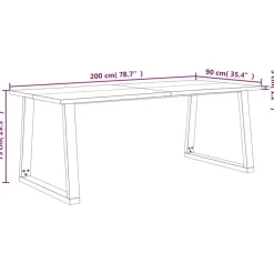 vidaXL Eettafel - Rechthoekige tafel - Massief acaciahout en staal - 200x90 cm