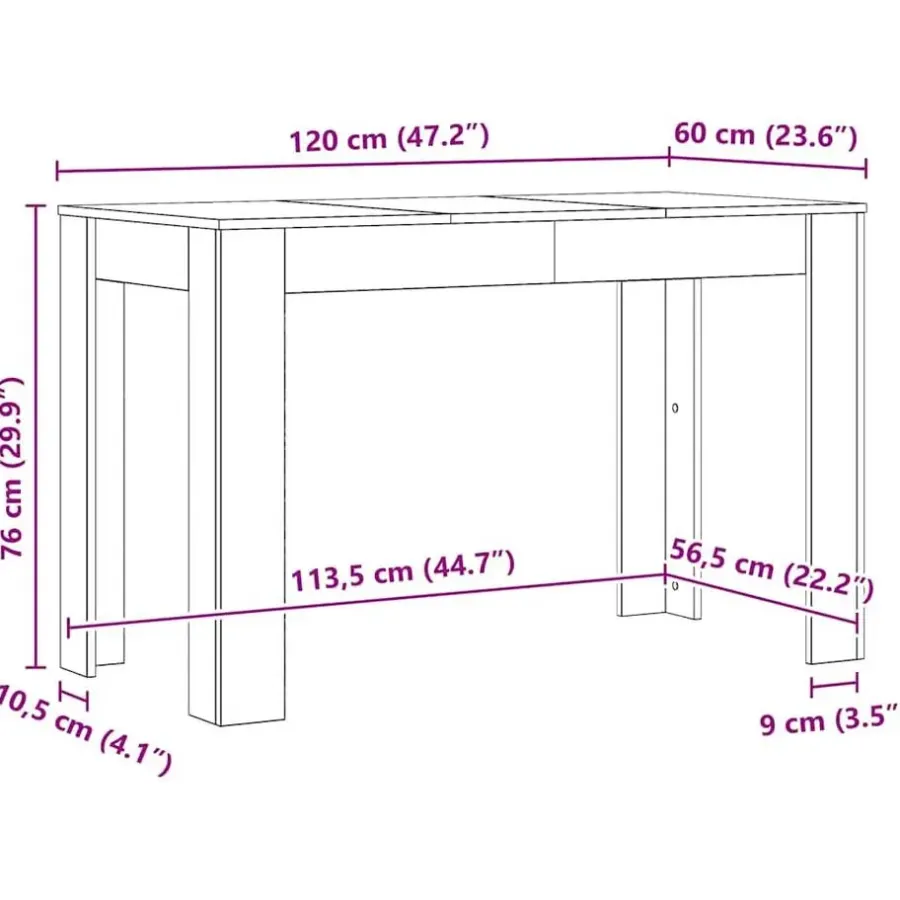 Rechthoekige Eettafels-vidaXL Eettafel - Rechthoekige tafel - Artisanaal eiken - Hout - 120x60 cm