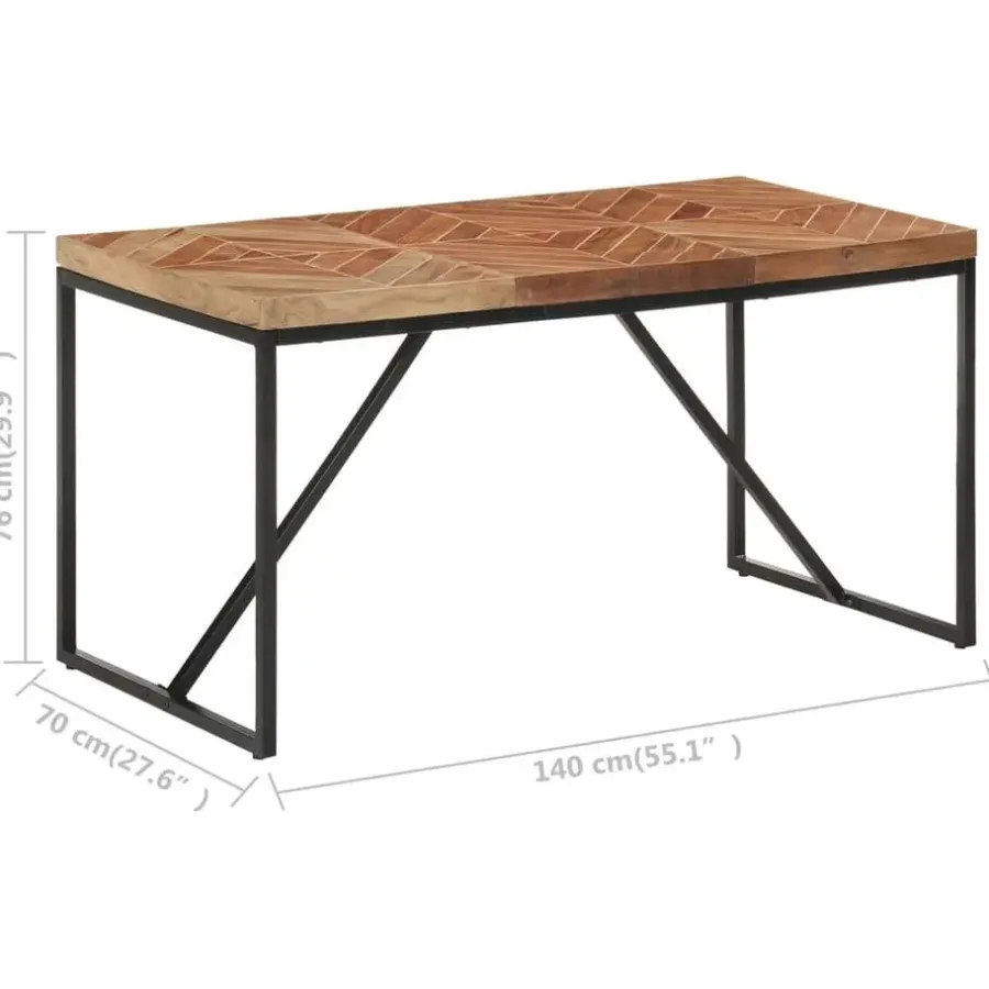 vidaXL Eettafel - Rechthoekige tafel - Massief acaciahout&mangohout - 140x70 cm