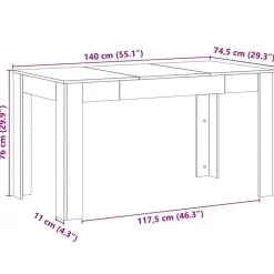 vidaXL Eettafel - Rechthoekige tafel - Zwart eiken - Hout - 140x74.5x76 cm