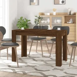 Rechthoekige Eettafels-vidaXL Eettafel - Rechthoekige tafel - Bruin eiken - Bewerkt hout - 120x60x76 cm