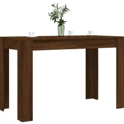 Rechthoekige Eettafels-vidaXL Eettafel - Rechthoekige tafel - Bruin eiken - Bewerkt hout - 120x60x76 cm